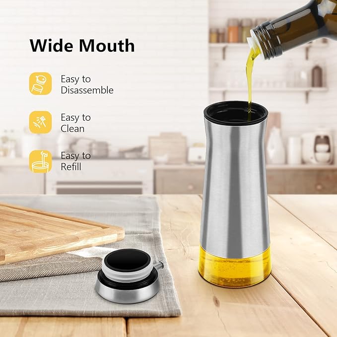 Aelga Olive Oil And Vinegar Dispenser Set -2 Pack Elegant Stainless Steel Oil - Image 4