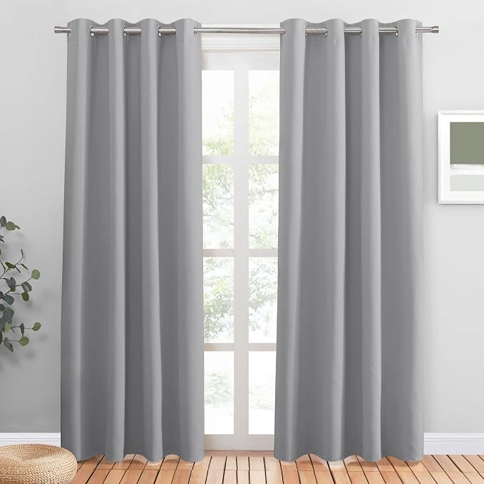 PONY DANCE Sliver Grey Blackout Curtains by PONYDANCE