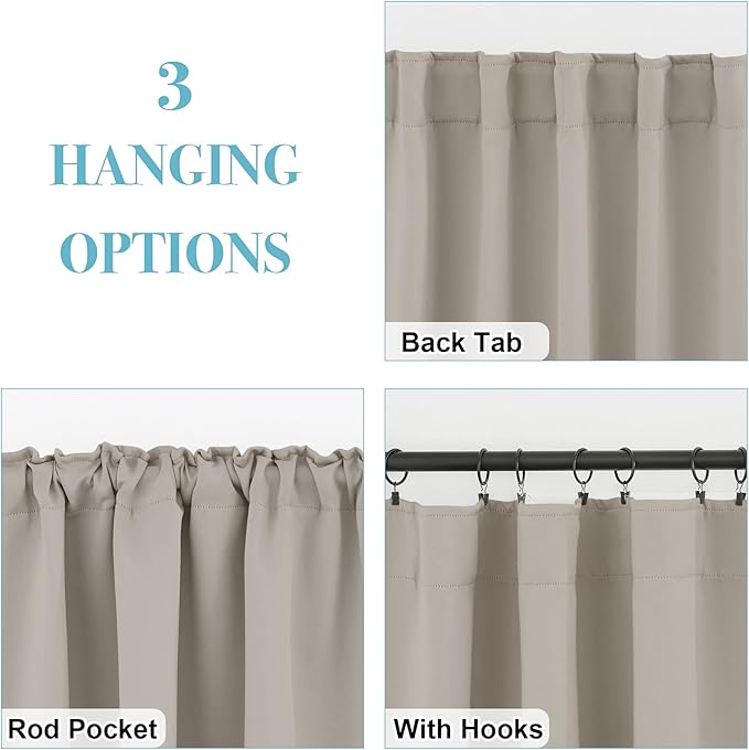 RYB HOME Blackout Curtains 80 inches Long Thermal Insulating Large Window - Image 7