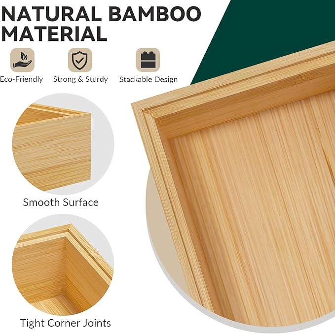 Bamboo Drawer Organizer, Small Silverware Organizer - Image 5