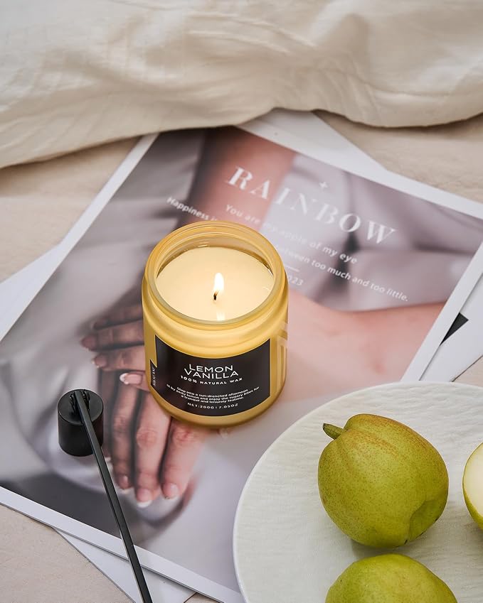 M&SENSE Lemon Vanilla Scented Slow Burning Candles - Image 5
