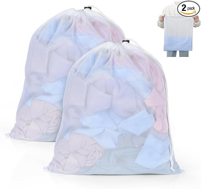 OTraki 16 x20 Inch Small Laundry Bags 2PCS Fine Mesh Washing Bag Drawstring by OTraki