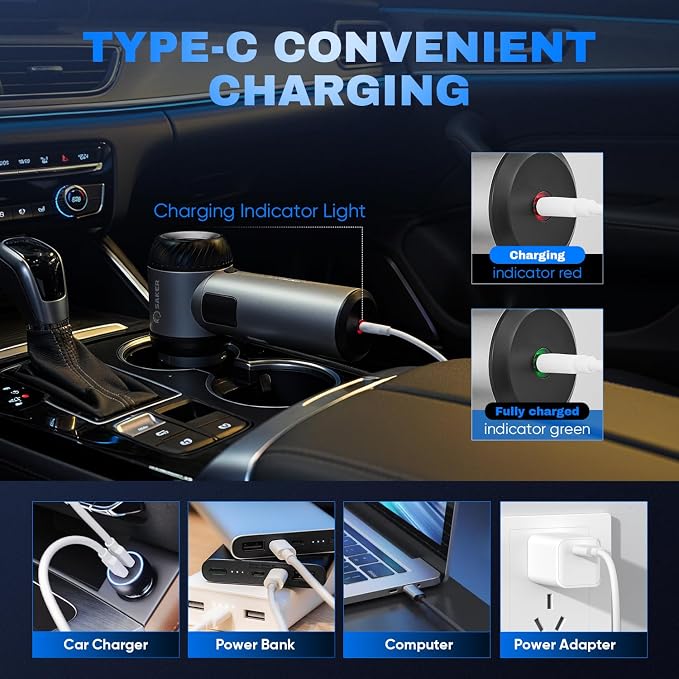 Saker Car Vacuum Portable Cordless 20000Pa Suction Power 4 in 1 Handheld - Image 6