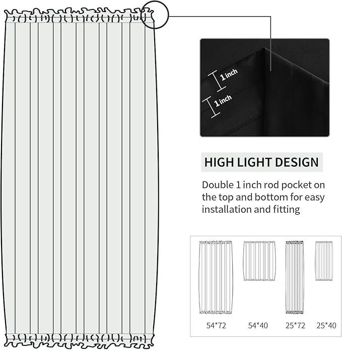 DWCN French Door Curtains – Rod Pocket Thermal Blackout Curtain - Image 3