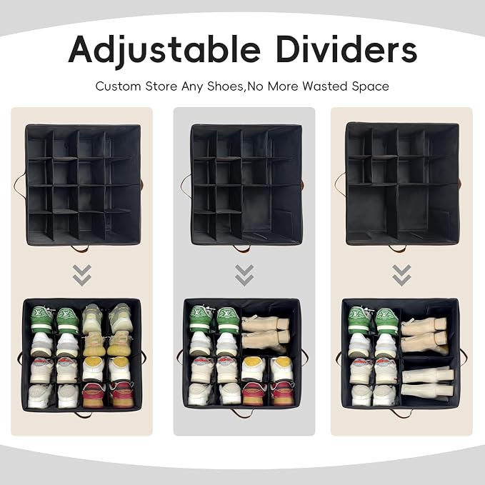 Shoe Organizer for Closet, 3 Pack Shoe Storage Bins - Image 4