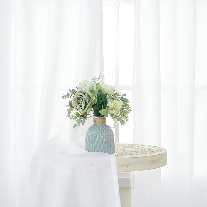 YoungsTex 84 Inch Length White Linen Curtains - Image 3
