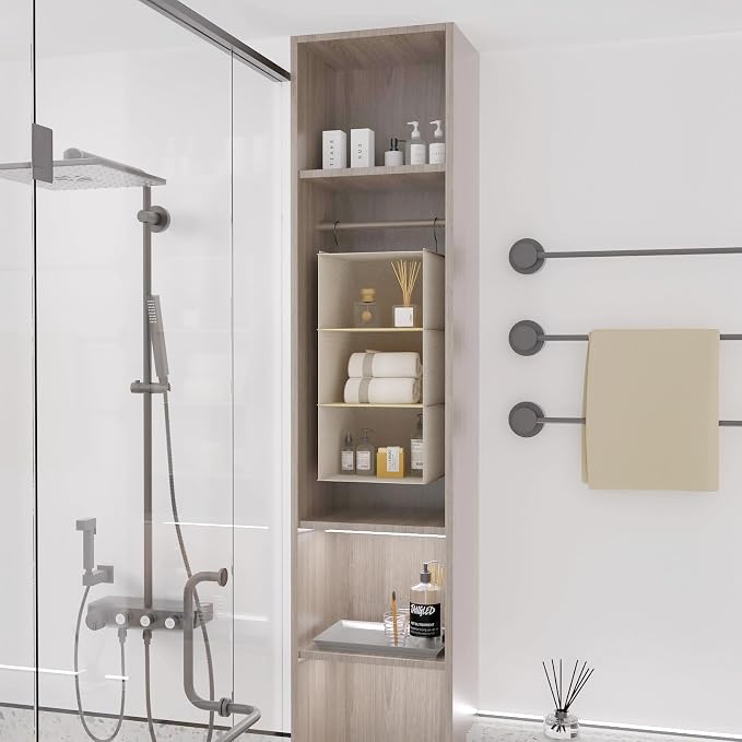 Hanging Closet Organizer, Easy Mount Foldable 3-Shelf Hanging Closet Wardrobe - Image 6