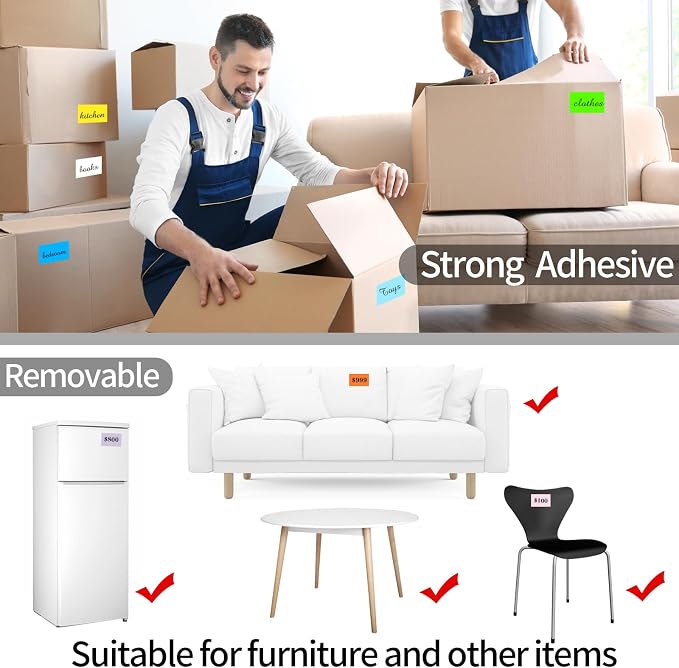 STARLIBOO 3"X5" Rectangle Color Coding Labels, Removable Square Label Inventory - Image 3