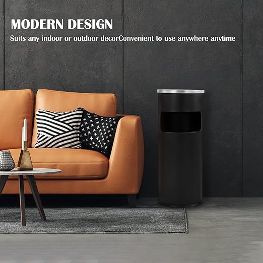 Trash Can Outdoor Waste Container Round Stainless Steel Trash Can - Image 6