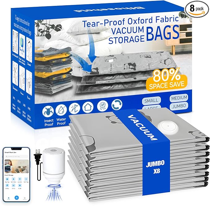 8 Pack Tear-Proof Jumbo Vacuum Storage Bags by Unknown