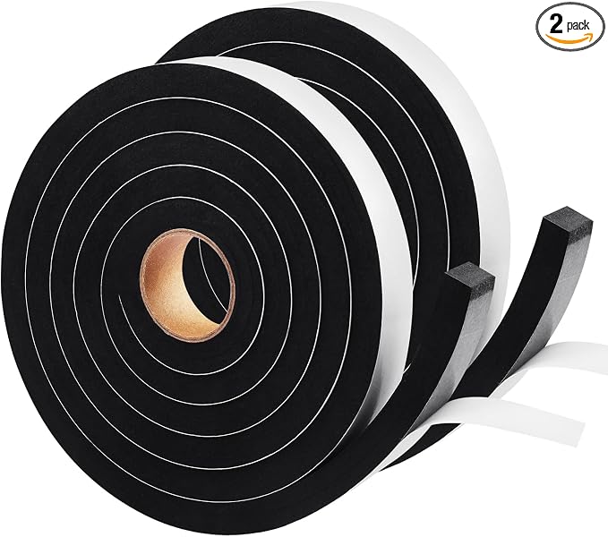 Seal Foam Tape, 2 Rolls 1/2 Inch W x 1/2 Inch T Weather Stripping by YIJUHOU