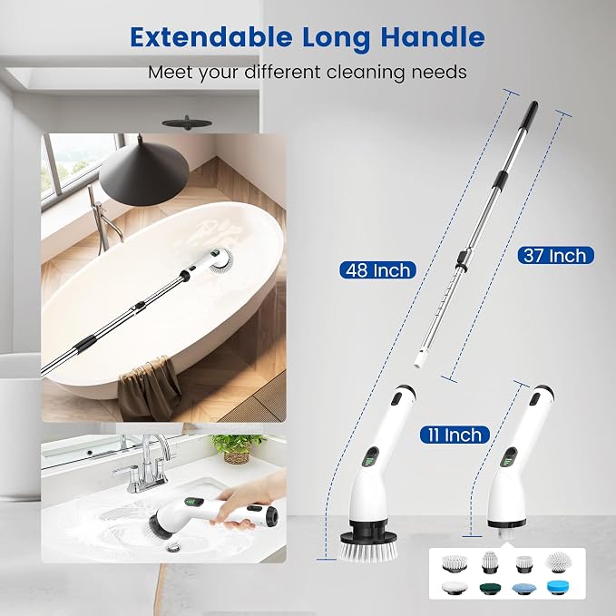 Electric Spin Scrubber, Full-Body IPX7 Waterproof Cordless Shower Scrubber - Image 5