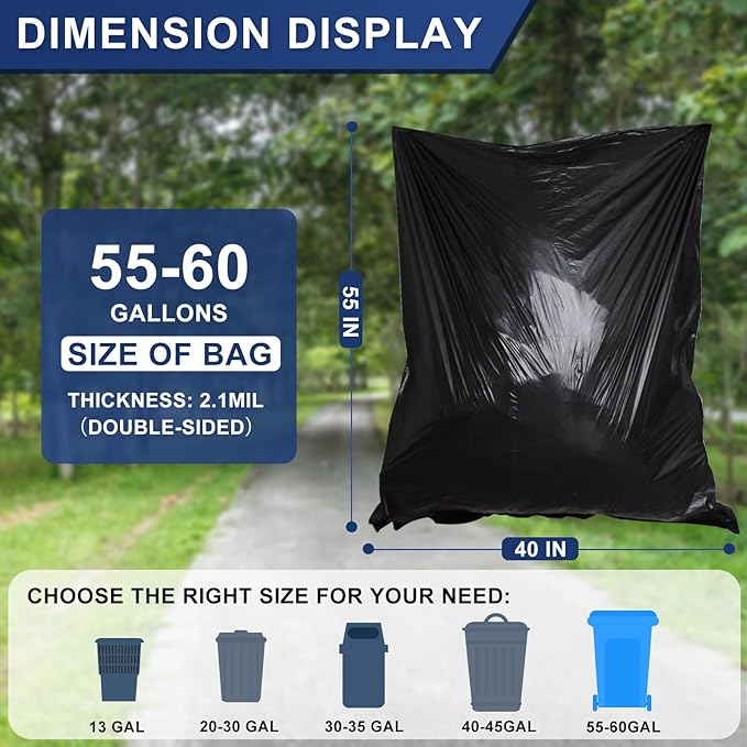 55-60 Gallon Trash Bags Heavy Duty 2.1 Mil - Image 4