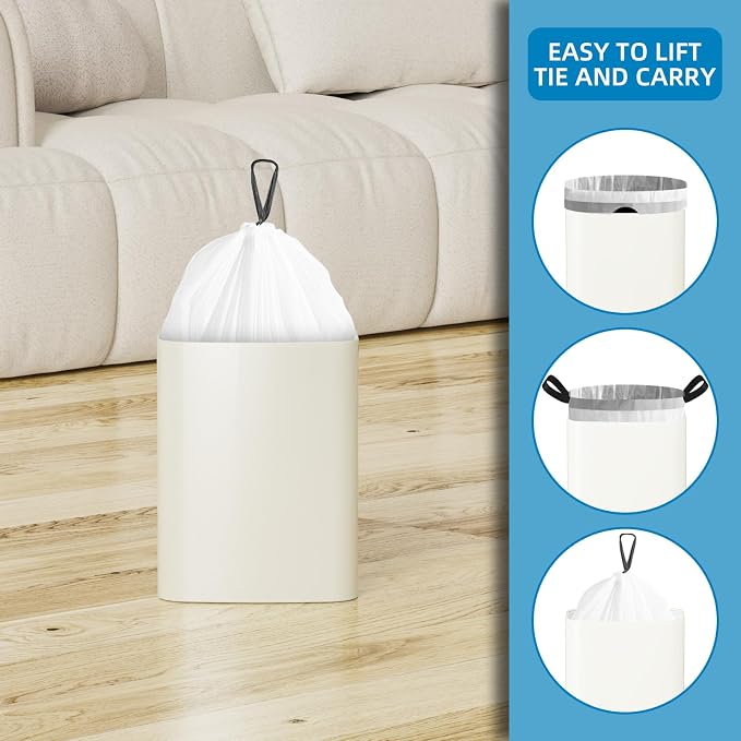120 Counts 1.6 Gallon Mini Drawstring Trash Bags, Small Garbage Bags by KSSKSS - Image 4