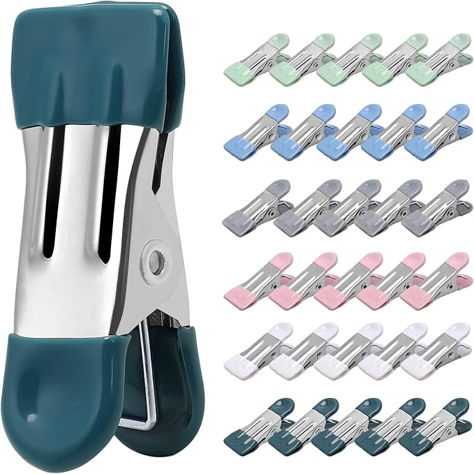 Clothes Pins Heavy Duty 30 Pack, 2.17 Inch Metal Chip Clips, Clothespins by CowdroBrand