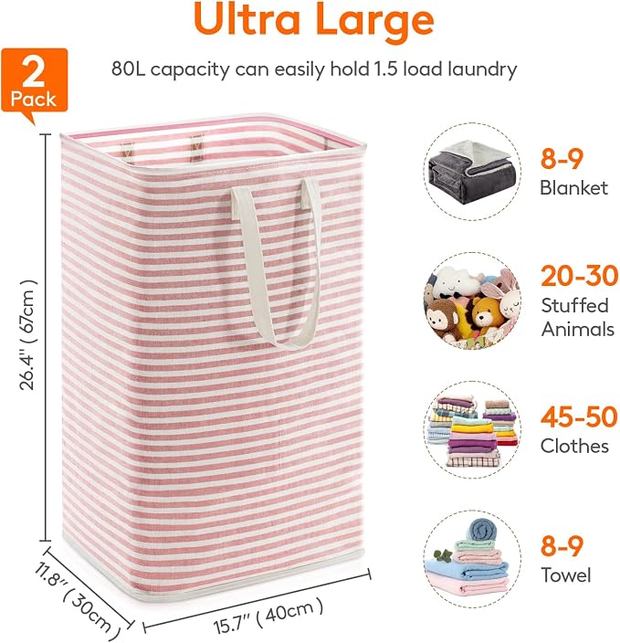 Lifewit 2 Pack Laundry Hamper Large Collapsible Laundry Basket, Freestanding - Image 3
