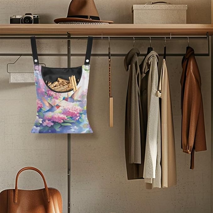 Hummingbird and Flower Clothes Pin Hanging Bag - Image 4