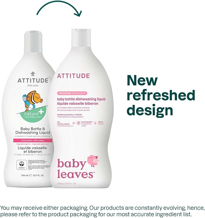 ATTITUDE Baby Dish Soap and Bottle Cleaner, EWG Verified Dishwashing Liquid - Image 2