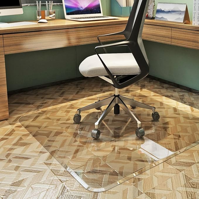 Exclusive Beveled Edge Glass Chair Mat by ClearlyInnovative