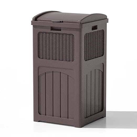 Patiowell 36 Gallon Outdoor Trash Can, Resin Outdoor Garbage Can by Patiowell