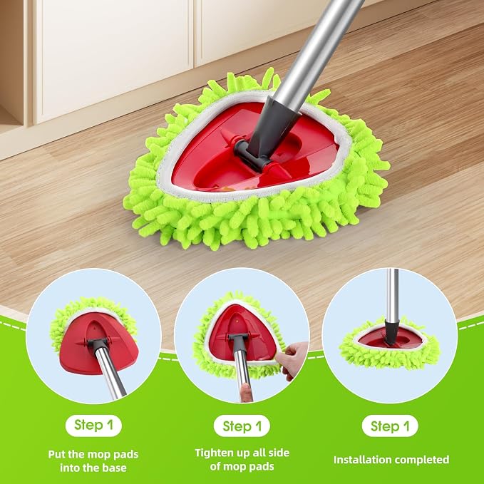 Chenille Mop Heads Replacements 4 Pcs & 1 Base Set - Image 5