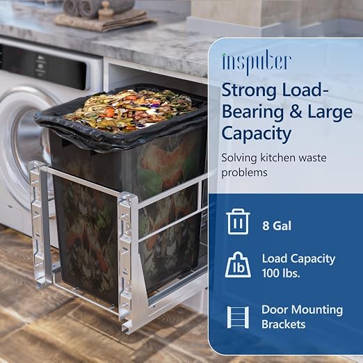 Insputer 8 Gal Pull Out Trash Can Under Cabinet, Heavy Duty Under Sink Garbage - Image 2