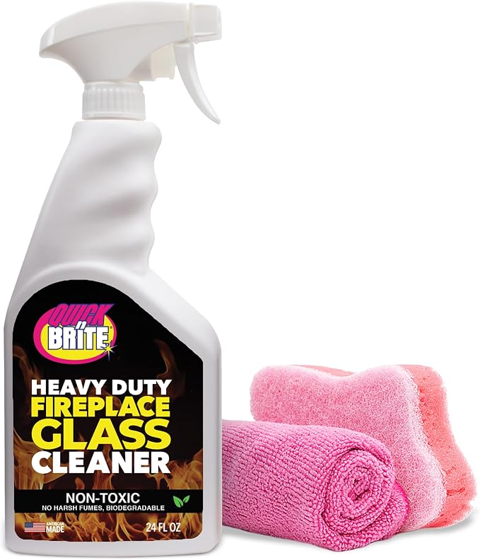 Quick N Brite Fireplace Glass Cleaner 24oz, by QuickNBrite