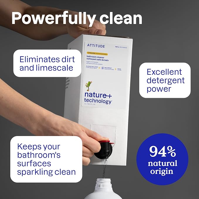 ATTITUDE Bathroom Cleaner Spray Refill, EWG Verified, Plant-Based & Vegan - Image 3