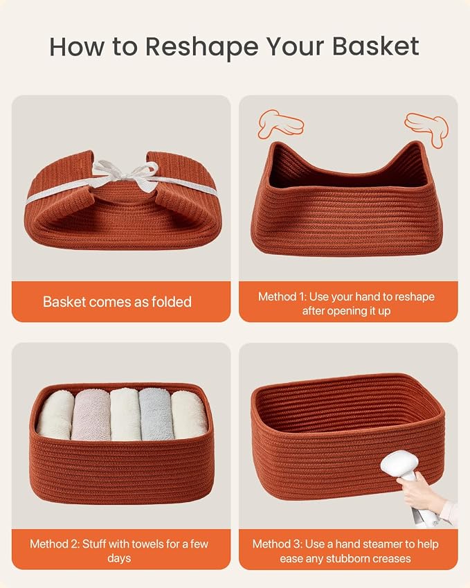 Small Woven Basket, 13.5 x 9.5 x 5 Inches, Storage Basket - Image 8