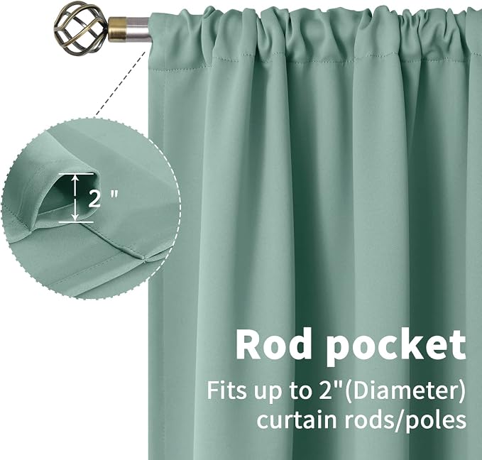 BGment Sage Green Blackout Curtains 72 Inches Long - Image 5