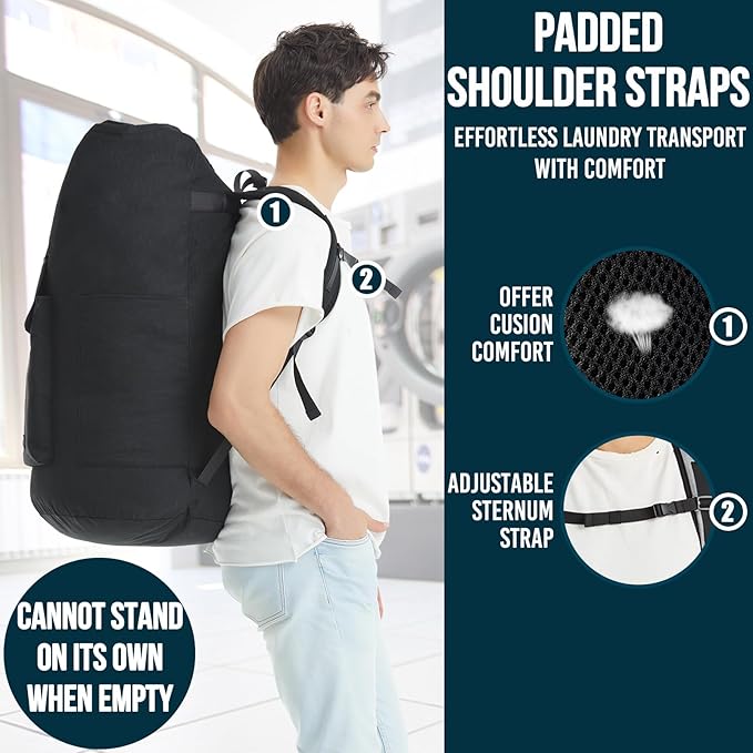 Laundry Backpack Bag, 115L Extra Large Laundry Bag - Image 3