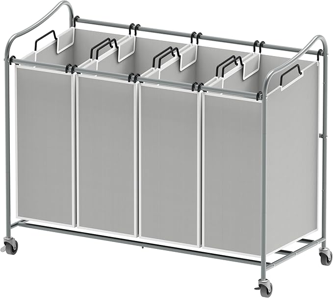 Simple Houseware 4-Bag Heavy Duty Laundry Sorter Rolling Cart by SimpleHouseware