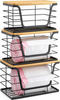 ALOCEO 3 Pack Stackable Storage Bins by ALOCEOWallHooksAdhesive