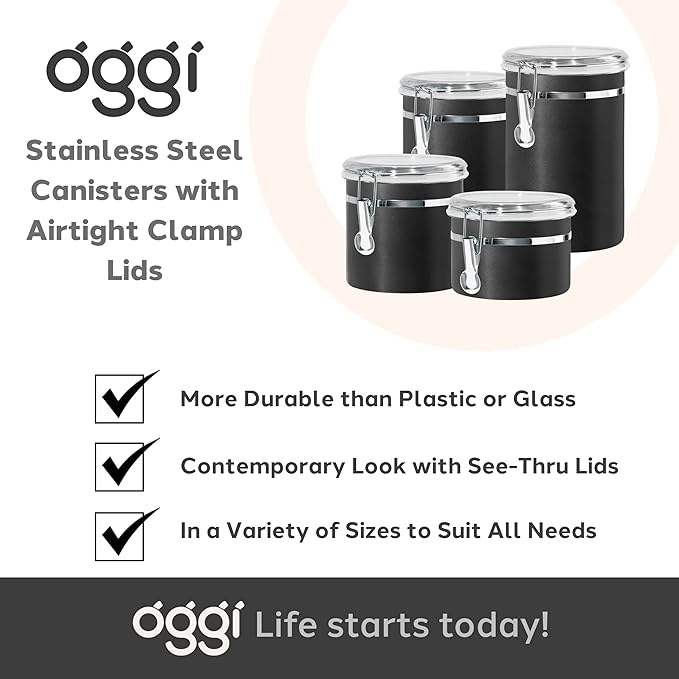 Oggi Stainless Steel Kitchen Canister 62 fl oz, Food Storage, Pantry Storage. - Image 7