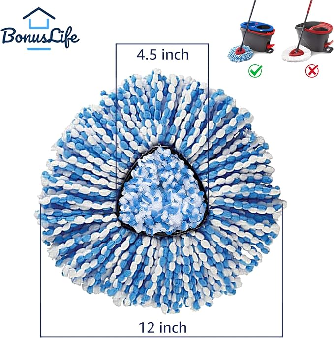 BonusLife 4-Pack Mop Head for O-Ceda RinseClea Spin Mop Refill 2-Tank System - Image 3