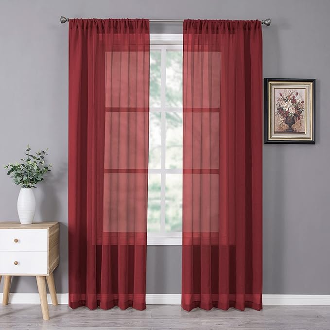 Tollpiz Sheer Curtain Linen Textured Bedroom Curtains Sheer Light Filtering Rod by Tollpiz