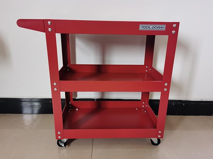 Utility Service Cart, 3 Shelf 150LBS Heavy Duty Steel Rolling Utility Cart by ToolDorm
