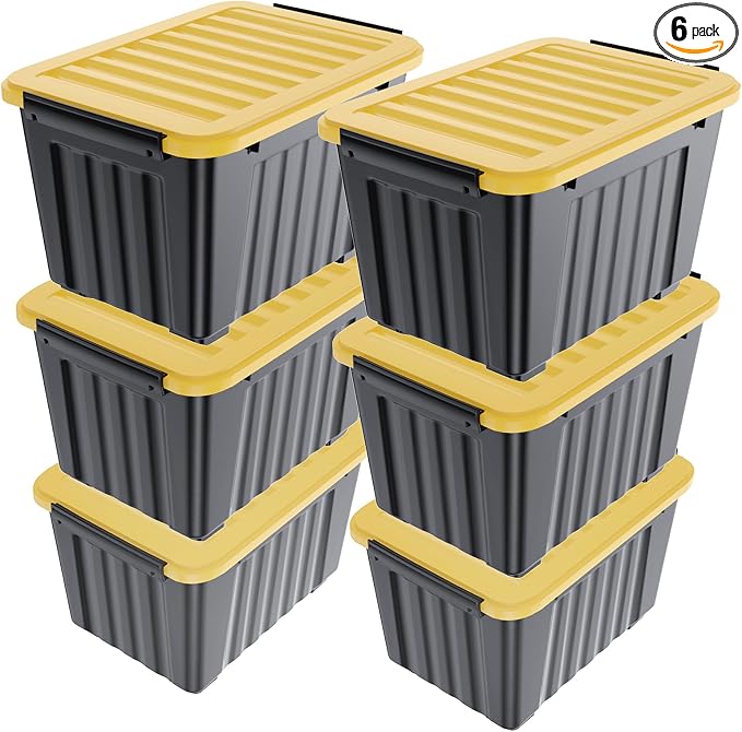 Nazhura 72Quart Plastic Storage Bin, Stackable and Nestable Storage Boxes by NazhuraGoodCompanionAtHome