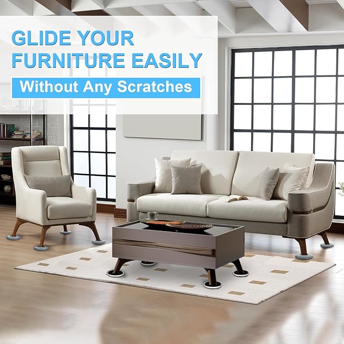 New Upgrade Furniture Movers Sliders, 4+4 Pack 4.3" Multi-Surface Furniture - Image 6