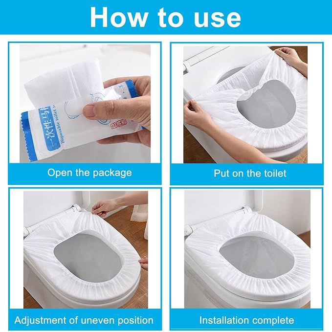 100 Pack Disposable Toilet Seat Cover Waterproof Non-Woven Fabric, Disposable - Image 7
