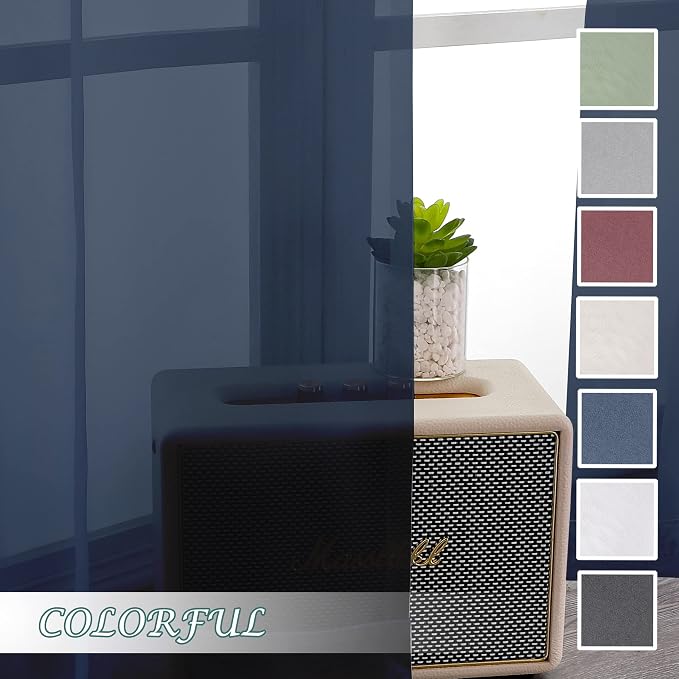 Chyhomenyc Voile Sheer Curtain Panels 45in Long 2 Pack, Short Bathroom Window - Image 7