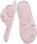 Evshine Summer House Slippers for Women Corduroy Cross Bow Indoor Slippers Open by Evshine