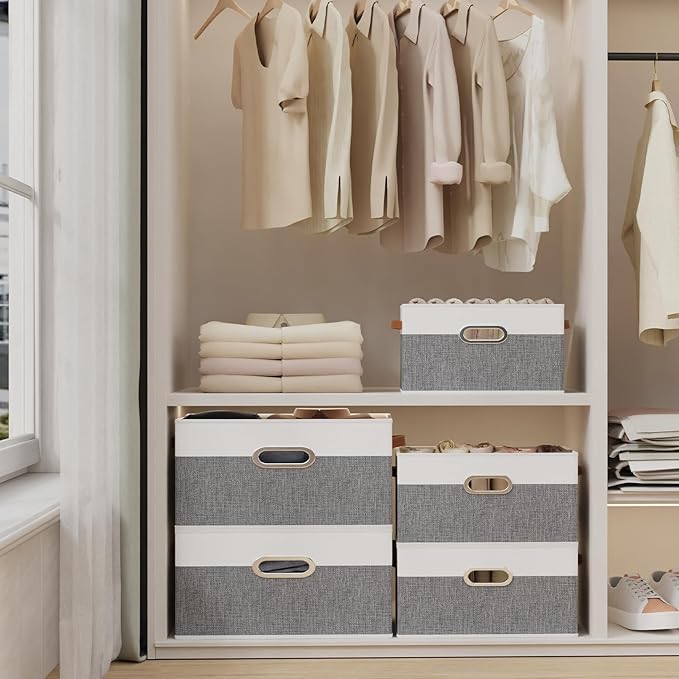 Yawinhe Fabric Storage Baskets, Foldable Closet Organizer - Image 4