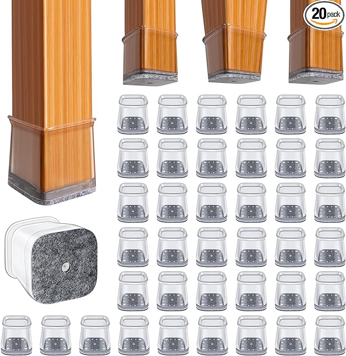 BUMACO Chair Leg Floor Protectors Square Chair Leg Protectors by BUMACO