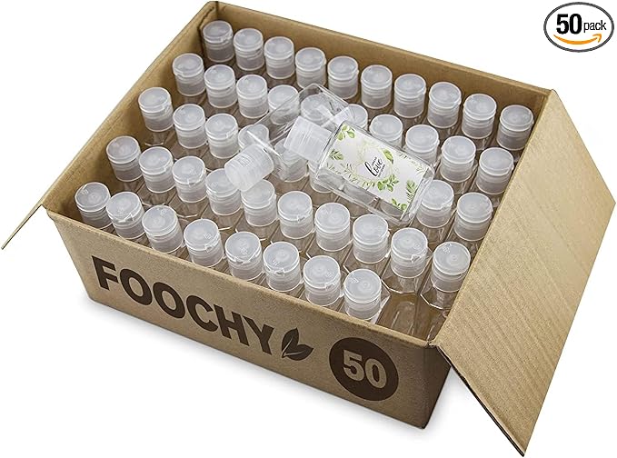 2oz Empty Hand Sanitizer Travel Size Bottles, Refillable Clear Plastic by FOOCHY