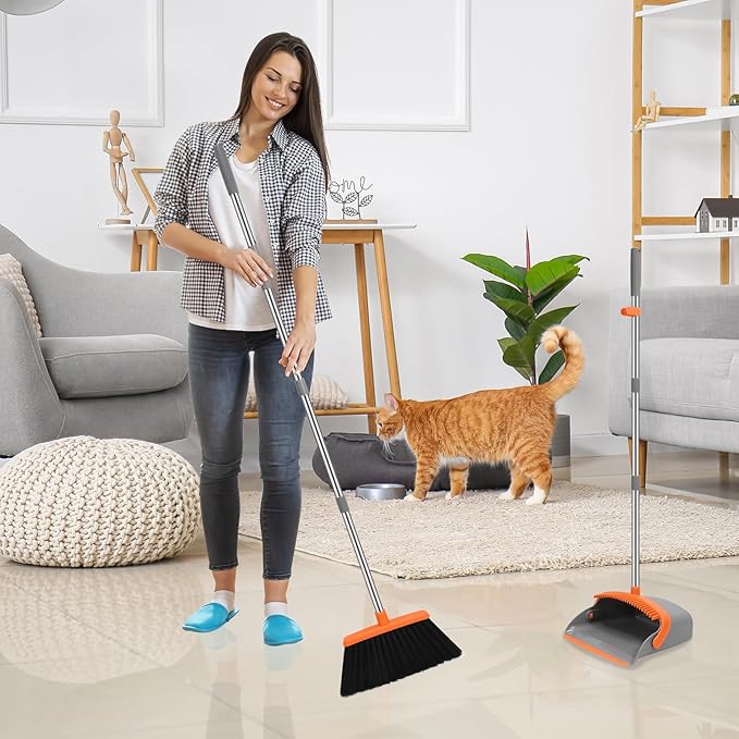 NACENA Broom and Dustpan Set, 52-in Long Adjustable Handle Broom Dustpan Combo - Image 7