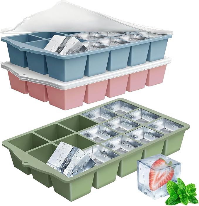 Silicone Ice Cube Tray, 3 Pack Easy-Release Stackable Ice Trays by Unknown