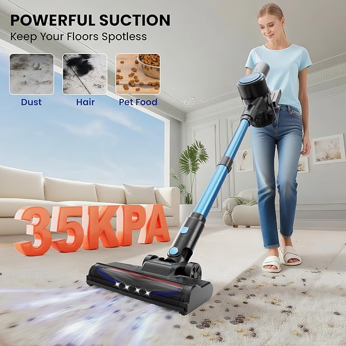 Cordless Vacuum Cleaner with 35kPa Suction Vacuum Cleaner, Lightweight Stick - Image 2