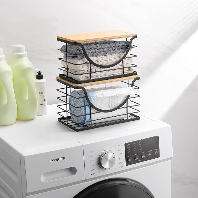 Extra Large Trash Bag Holder Under Sink 2 Pack Stackable Kitchen Storage - Image 2