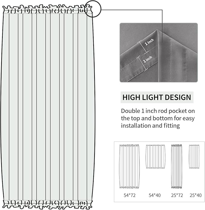 DWCN French Door Curtains – Rod Pocket Thermal Blackout Curtain - Image 3